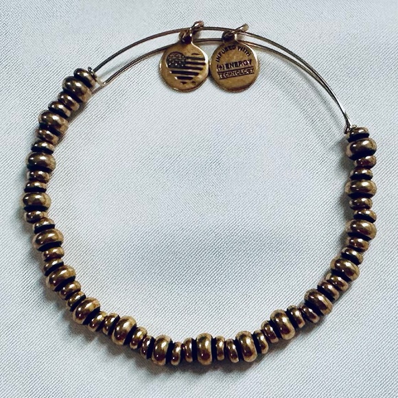 Alex And Ani Power of Positivity Nile Beaded Rafaelian Gold Bangle Bracelet - Picture 3 of 6